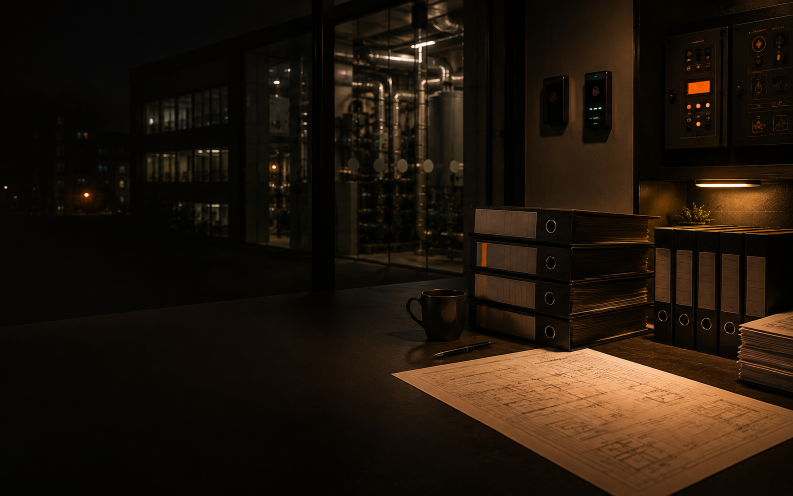 Secure estate operations room with asset records and access-control context