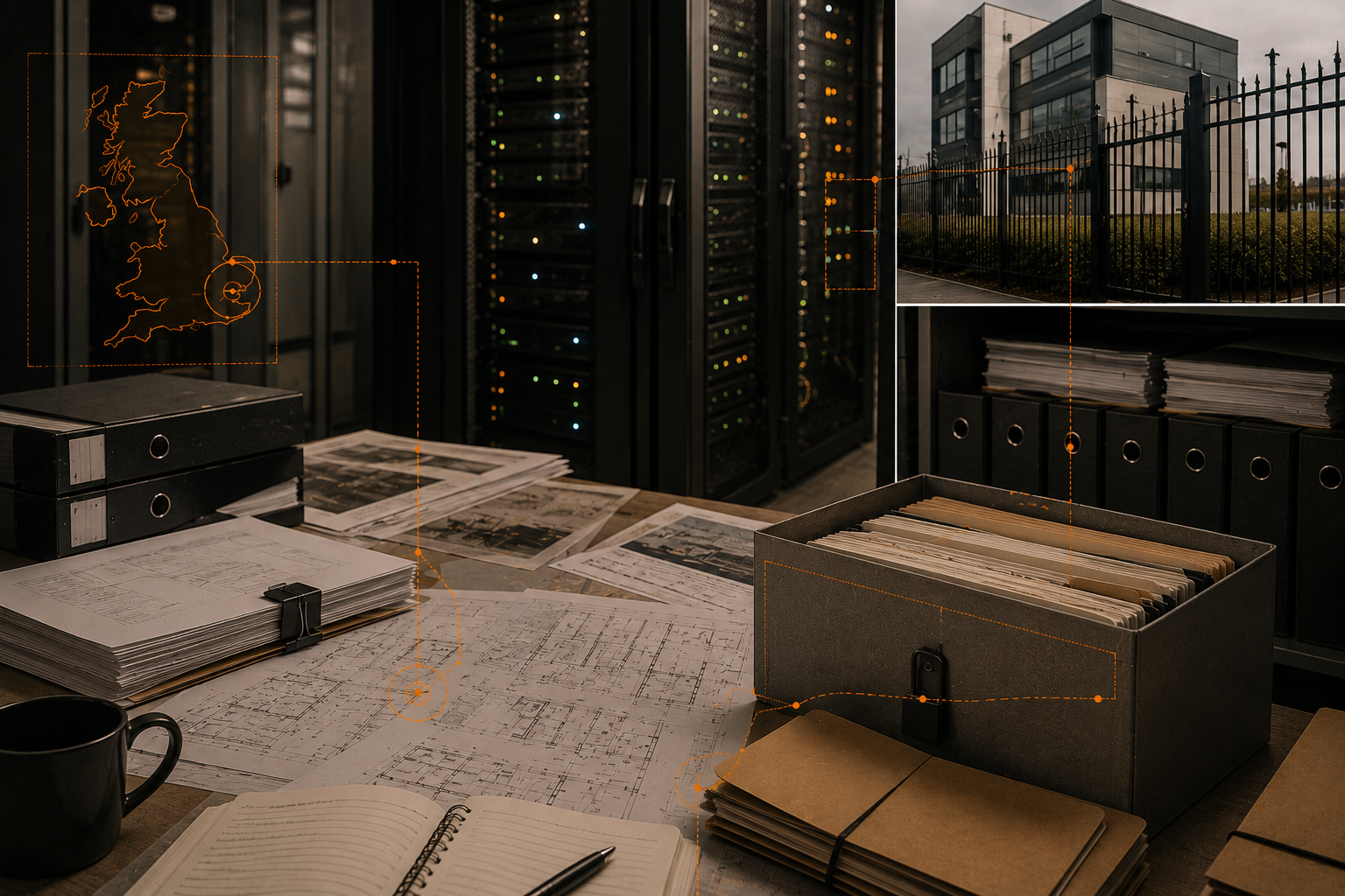 Secure estate evidence room with access controls, audit files and infrastructure context