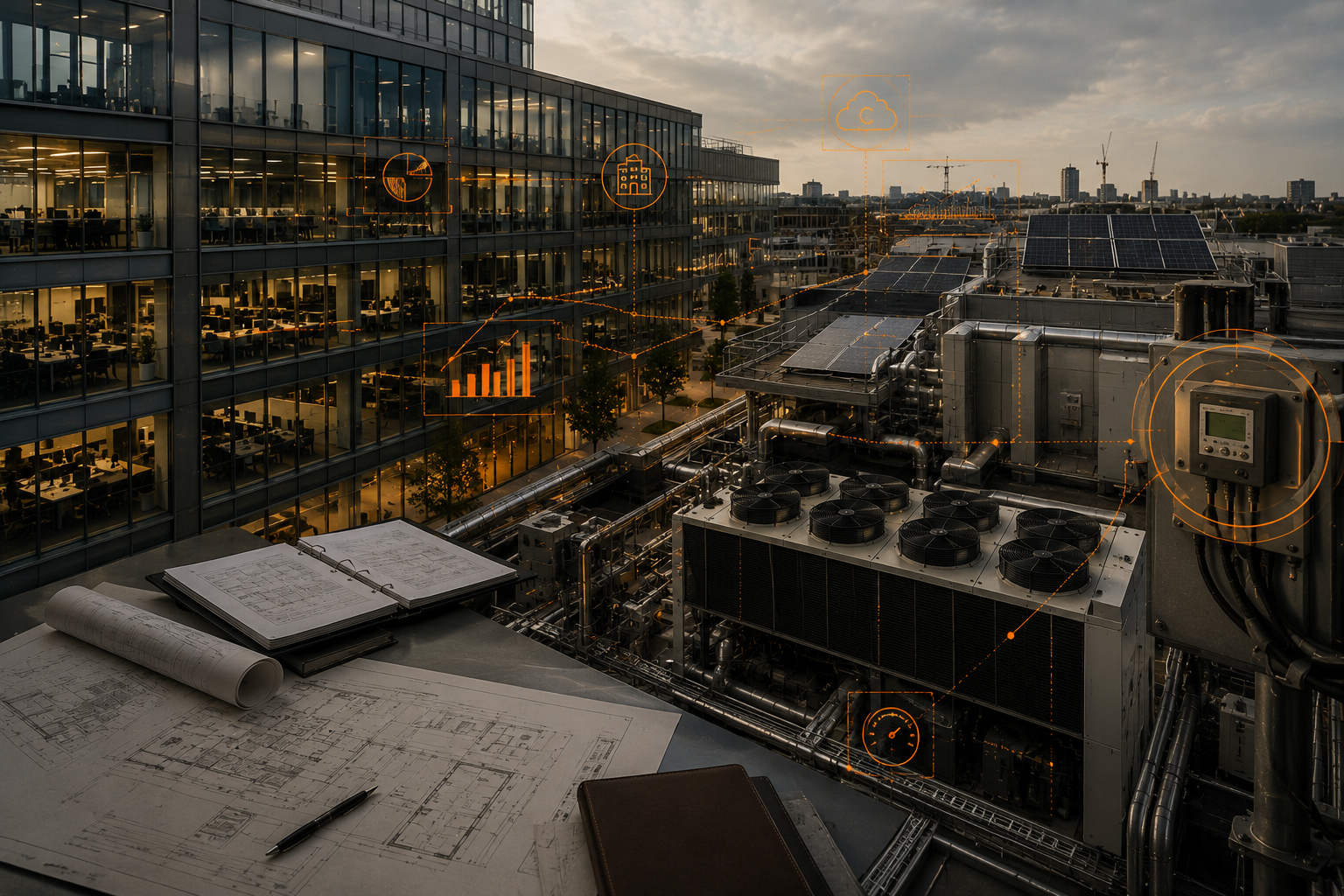 Commercial property estate with ESG and net zero planning context